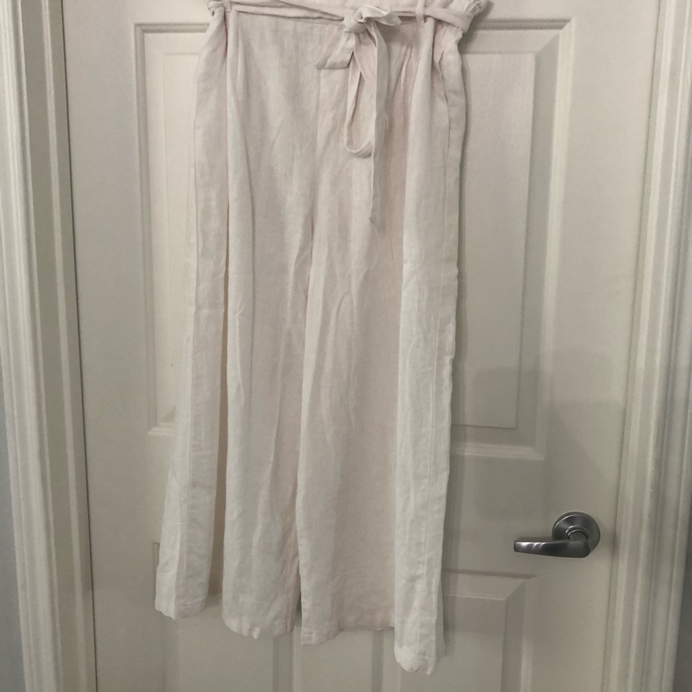 🍀 4/$35 LOVE TREE: White Linen Wide Leg Pants